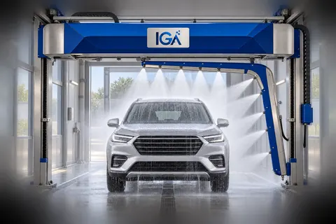 تصور مغاسل سيارات أوتوماتيكية بدون لمس بهوية IGA Lines